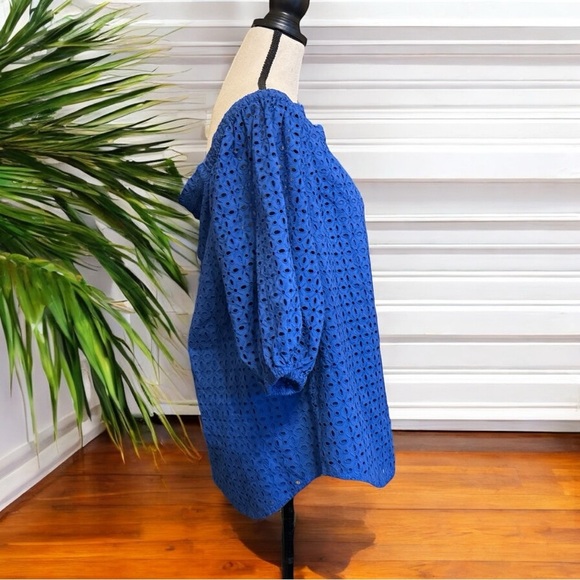 NWT Lauren Ralph Lauren Blue Eyelet Off-Shoulder Blouse - Size L - Picture 3 of 16